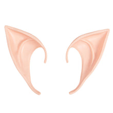 A pair of pale peach-colored silicone elf ears, commonly used for cosplay or fantasy costume accessories, shown against a plain white background.