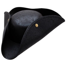 Distressed Faux Leather Pirate Hat - Black