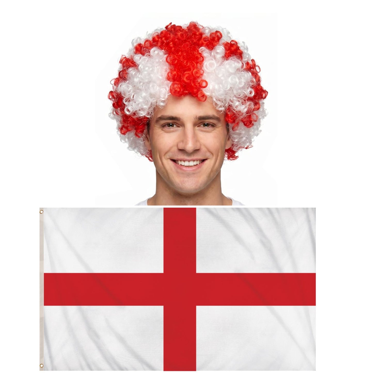England Afro & Flag Set