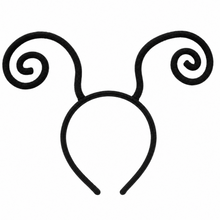 Black novelty spiral antenna headband, shown on a plain white background.