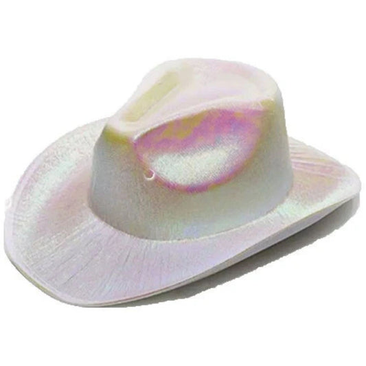 Iridescent cowboy hat on a white background