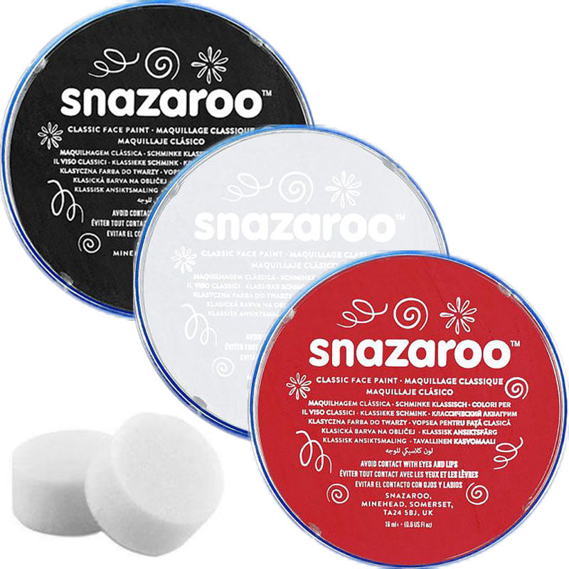 Snazaroo Set - Black, White, Red & Sponges
