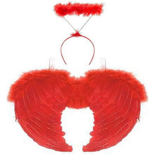 Feather Angel Wings With Halo - Red