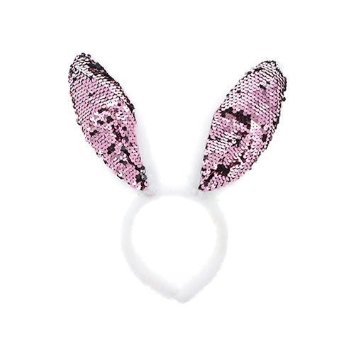 White Sequin Bunny Ears Headband