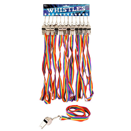 Metal Whistle With Pride Cord