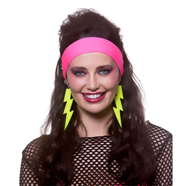 80's Lightning Earrings - Neon Yellow