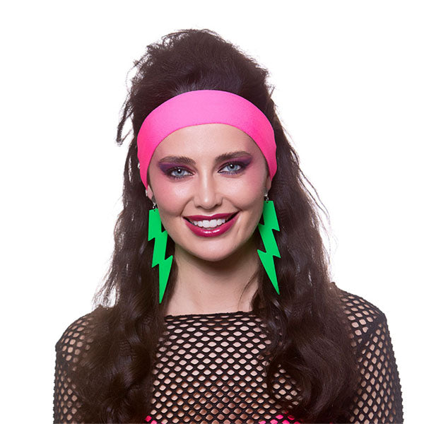 80's Lightning Earrings - Neon Green
