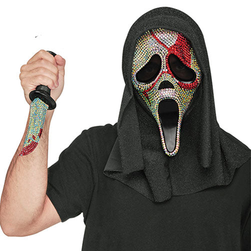 Ghost Face Bling Mask & Knife Set