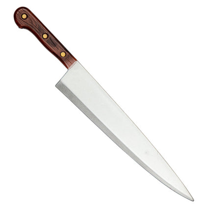 fake kitchen knife with brow handle on a white background 
