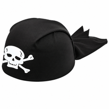 Black bandana with skull and crossbones design on a white background 
