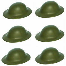 6 Plastic Army toy soldier Helmets on a white background