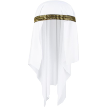 A Arab Sheikh  head covering with a draped design and a decorative gold metallic band around the top, shown against a plain white background.