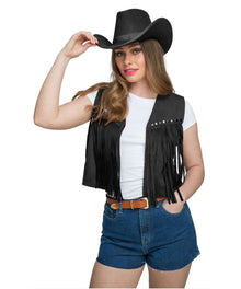 Faux Suede Waistcoat - Black