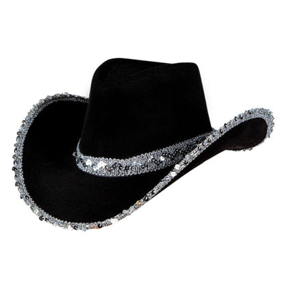 Sequin Cowboy Hat - Black