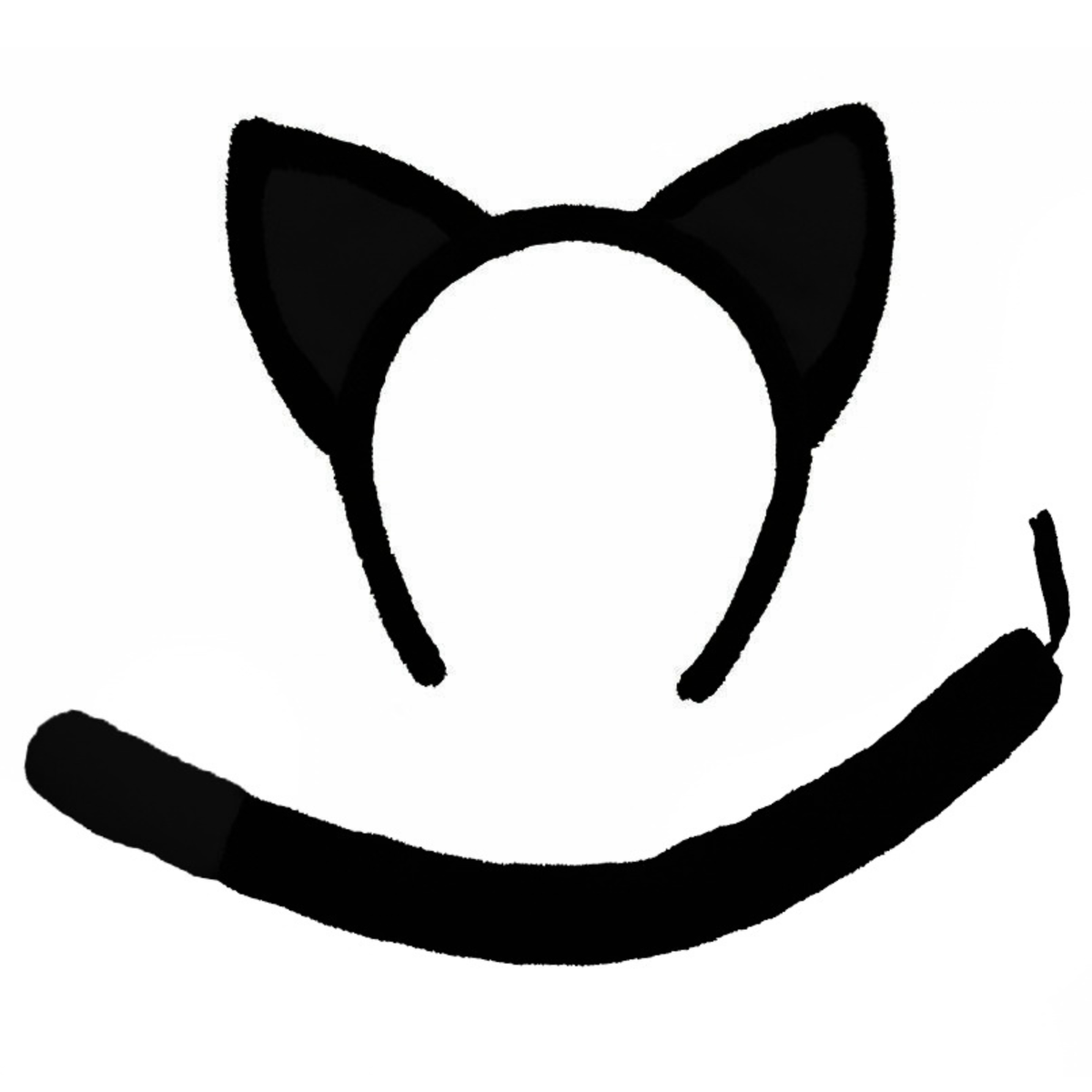 Black cat ears headband and matching black collar set on a plain white background.
