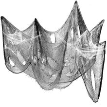 Black creepy cloth and white spider web halloween decorations
