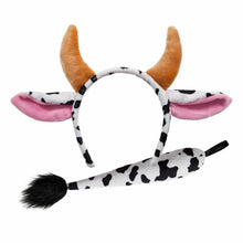 Cow headband with horns and tail on a white background