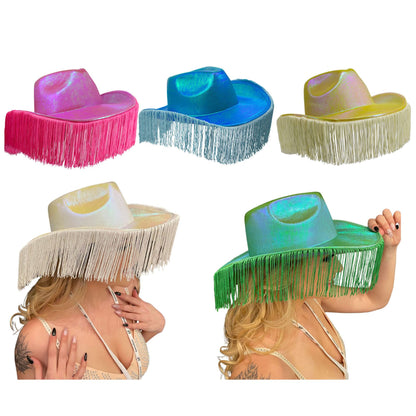 Metallic Cowgirl Hats With Tassels