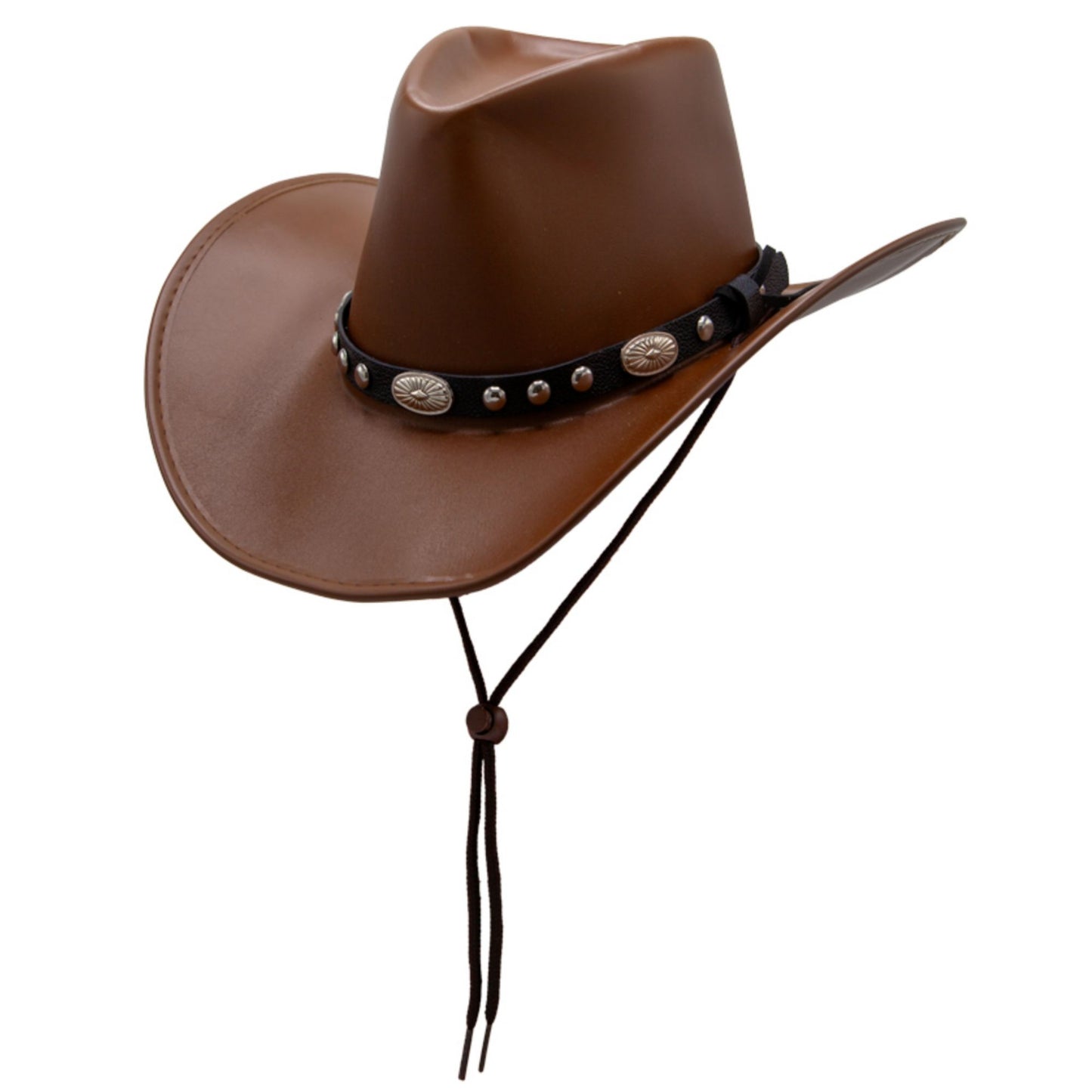 Texan Deluxe Faux Leather Cowboy Hat - Brown