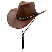 Texan Deluxe Faux Leather Cowboy Hat - Brown