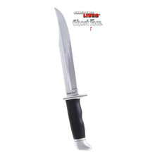 A Ghost Face Lives / Ghost Face prop knife with a silver blade, a black handle, and a silver pommel, shown on a white background with the Ghost Face Lives logo in the top right corner.