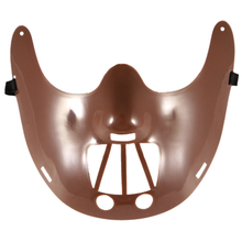 A glossy metallic bronze half-face mask with ventilation cutouts and black side straps, shown against a plain white background.