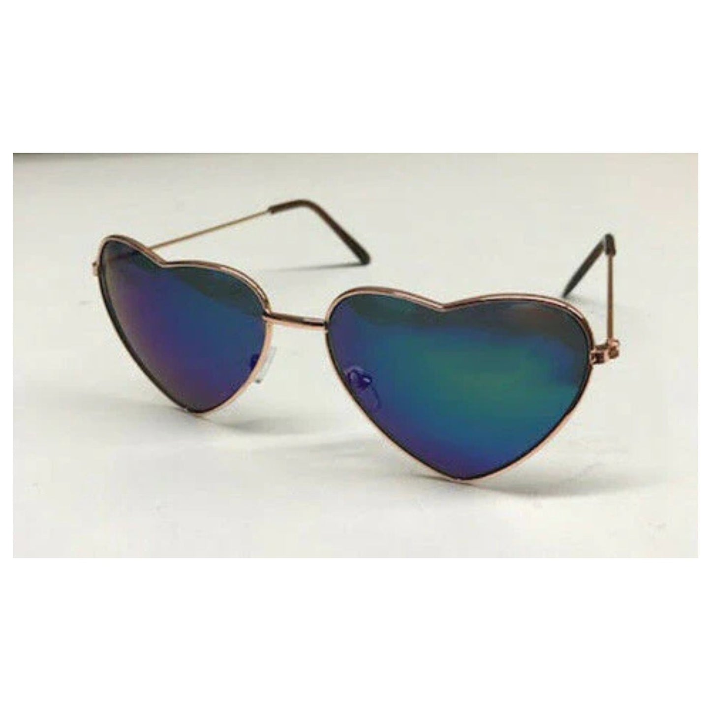 Heart Glasses Mirrored - Blue