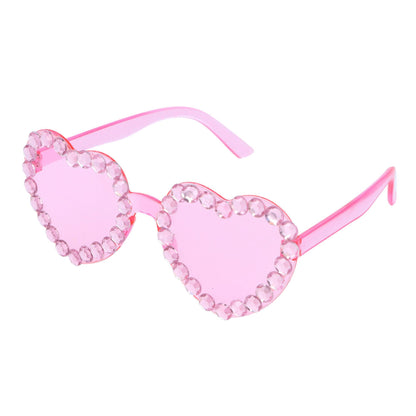 Pink Heart Glasses with Rhinestones