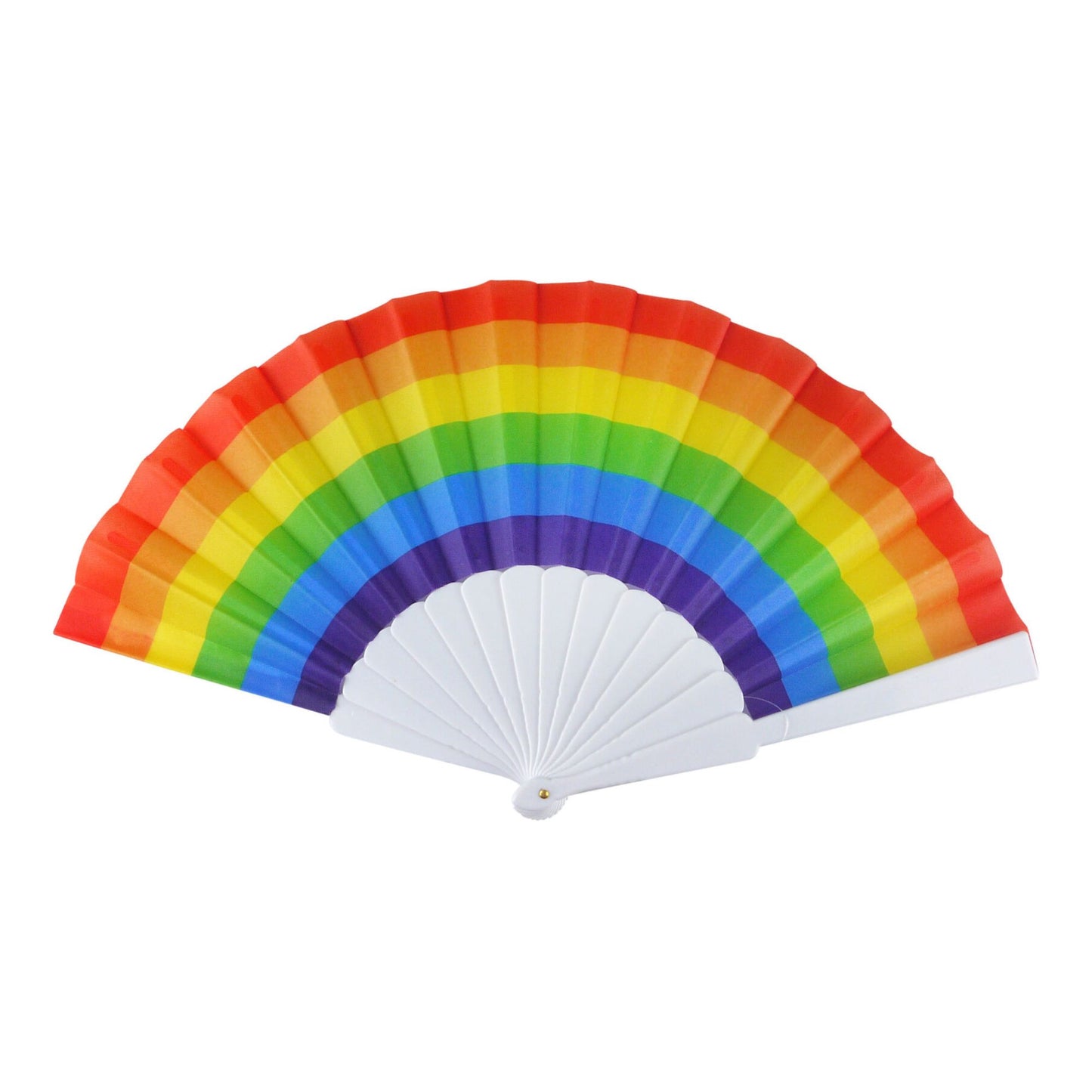 Rainbow Pride Folding Plastic Fan