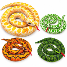 Four coiled snake toys arranged in a 2x2 grid on a plain white background. The top-left snake is pale yellow and orange with red tongues.