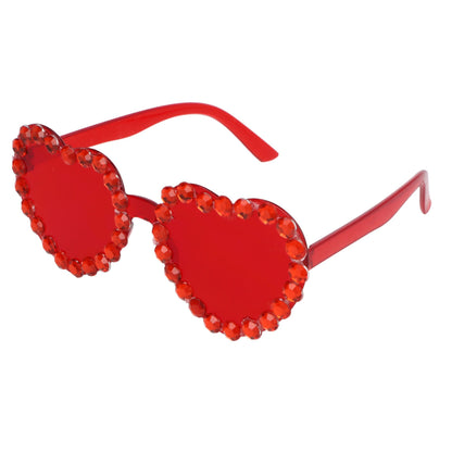 Red Heart Glasses with Rhinestones