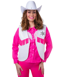 Cowboy Sheriff Waistcoat - White/Pink