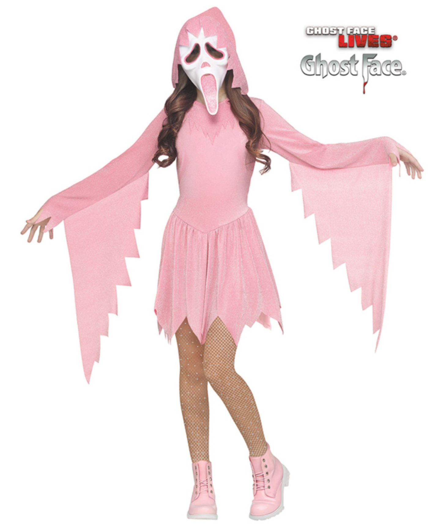 Kid's Glitter Ghostface Costume - Pale Pink