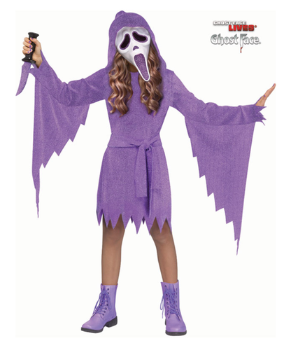 Kid's Glitter Ghostface Costume - Lavender