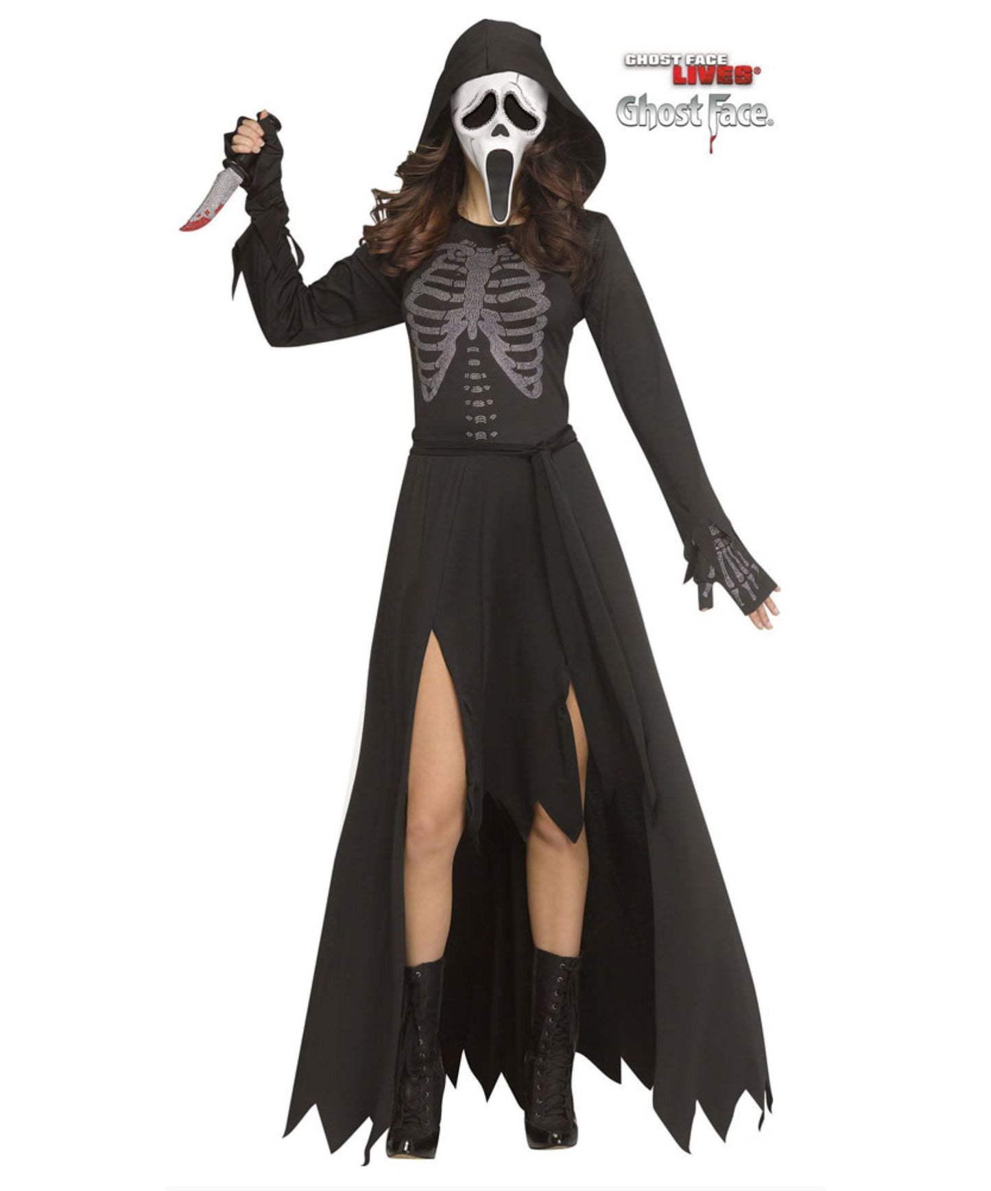 Ladies Skeleton Ghost Face Costume